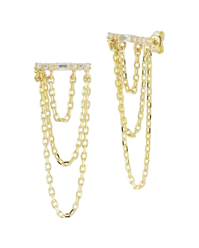 Sphera Milano 14k Over Silver Cz Chain Earrings In Gold