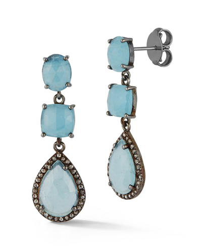 Banji Jewelry Silver 10.73 Ct. Tw. Diamond & Aquamarine Earrings