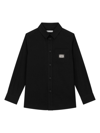 DOLCE & GABBANA POPLIN-TEXTURE LOGO-PLAQUE SHIRT