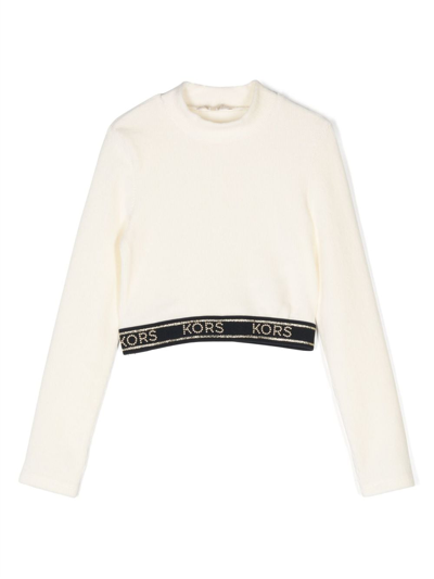 Michael Kors Kids' Logo-waistband Long-sleeved T-shirt In Neutrals