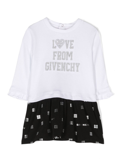 Givenchy Babies' Embroidered-logo Detail Cotton Dress In White