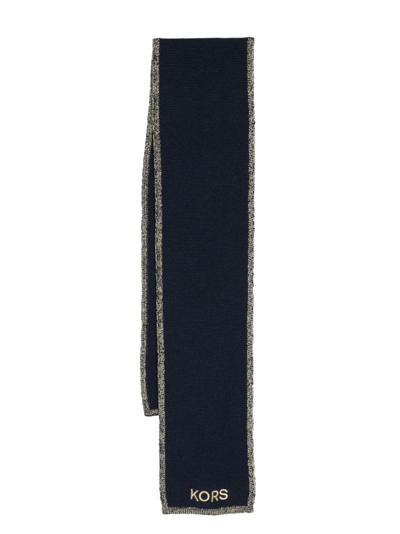 Michael Kors Kids' Embroidered-logo Knit Scarf In Blue