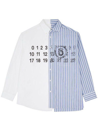 Mm6 Maison Margiela Numbers-motif Striped Cotton Shirt In Mixed Colours