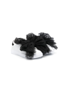 Monnalisa Bow-embellished Leather Sneakers In White
