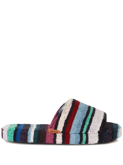Missoni Striped Patterned Slippers In Black