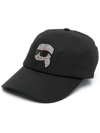 KARL LAGERFELD IKONIK RHINESTONE-EMBELLISHED BASEBALL CAP