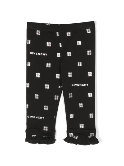 Givenchy Babies' Logo-pattern Print Leggings In Black