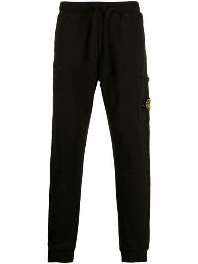 Stone Island Logo-embroidered Cotton Track Pants In Black