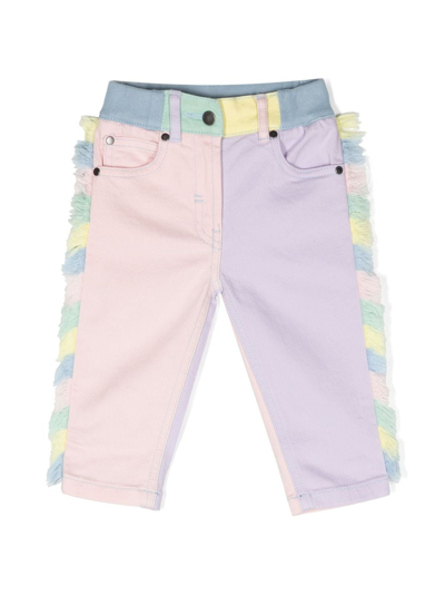 Stella Mccartney Babies' Colour-block Frayed Jeans In Multicolore