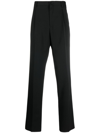 Lanvin Straight Leg Wool Trousers In Black