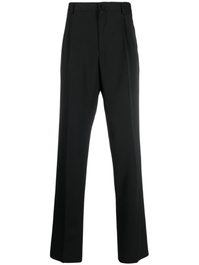 Lanvin Straight-leg Pleated Wool Trousers In Black
