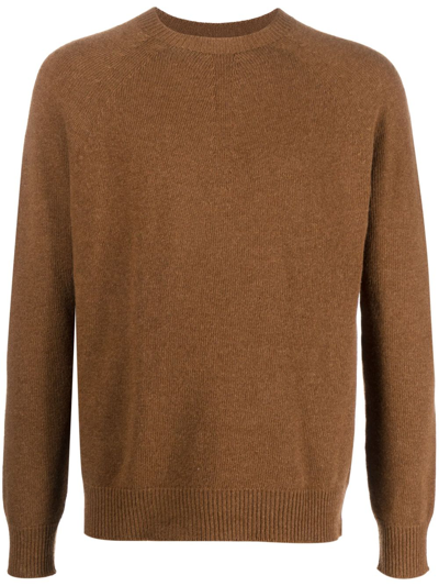 Jil Sander Fine-knit Wool-cashmere Jumper In Brown