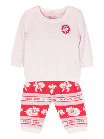 Kenzo Babies' Logo-print Two-piece Tracksuit In Pink