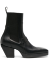 RICK OWENS SQUARE-TOE LEATHER ANKLE BOOTS