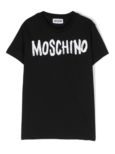 Moschino Kids' Logo棉t恤 In Black