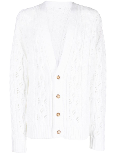 1989 Studio Open-knit V-neck Cardigan In White