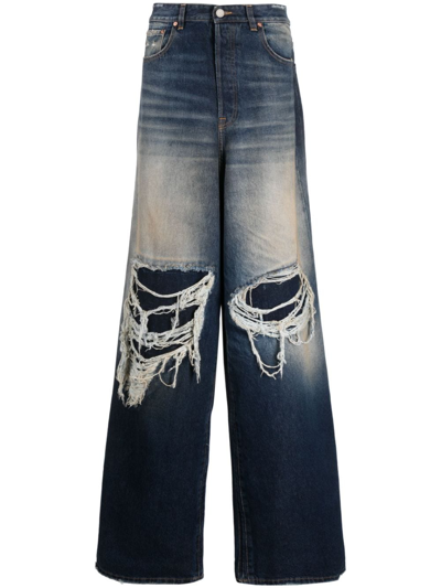 Vetements Ripped Wide-leg Jeans In Blue