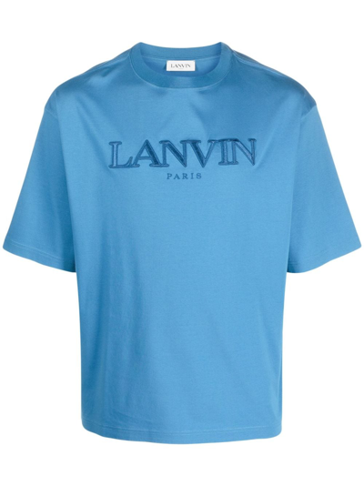 Lanvin Logo-appliqué Cotton T-shirt In Blue
