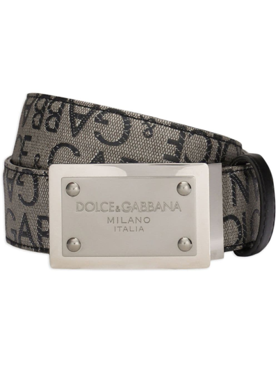 Dolce & Gabbana Logo-plaque Leather Belt In Brown