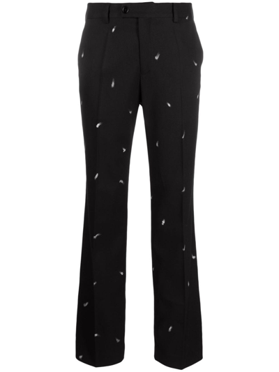 Mm6 Maison Margiela Paint-splatter Effect Tailored Trousers In Black