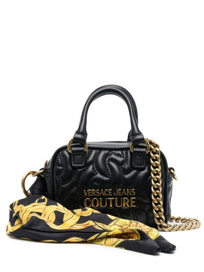 Versace Jeans Couture Quilted Faux-leather Shoulder Bag In Black