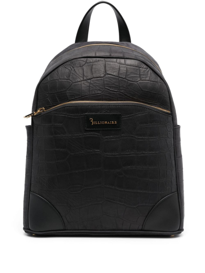 Billionaire Crocodile-embossed Leather Backpack In Black