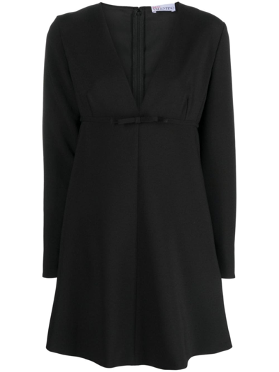 Red Valentino Bow-detail Crepe Minidress In Black