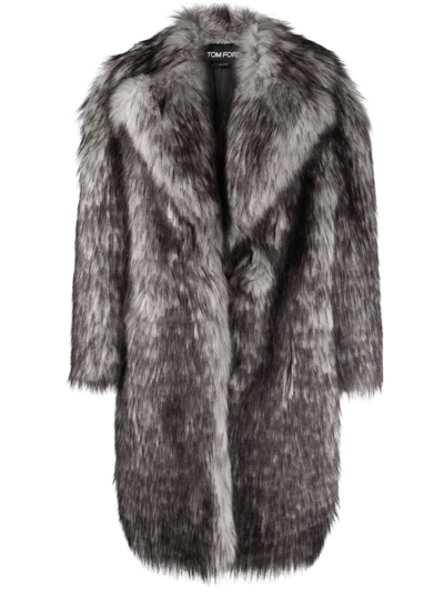Tom Ford Faux Fur Coat In Grey