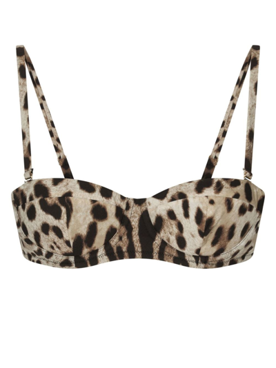 DOLCE & GABBANA LEOPARD-PRINT BALCONETTE BIKINI TOP