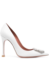 Amina Muaddi Camelia Pumps Embellished Detail Pointed Toe Stiletto In White