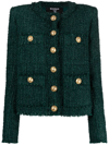 Balmain Giacca Tweed Bottoni Dorati Jackets Green