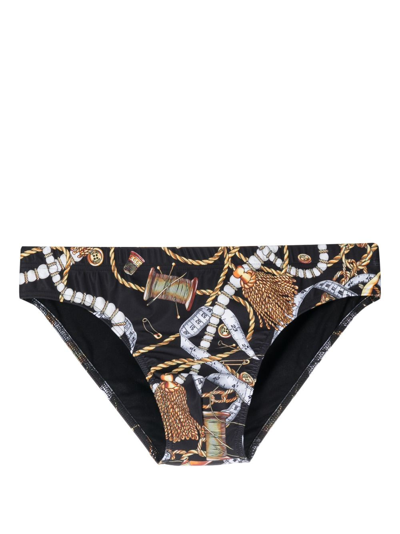 Moschino Graphic-print Swimming Trunks In Black
