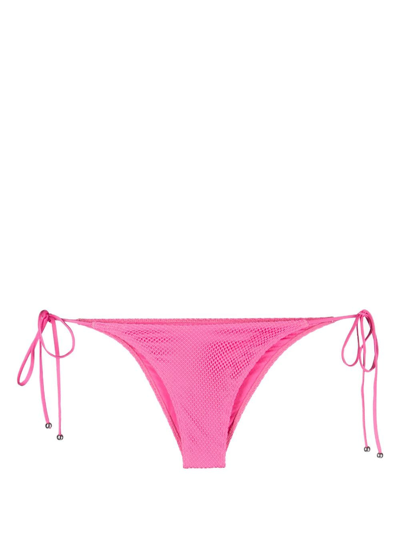 Leslie Amon Perforated Bikini Bottoms In Pink