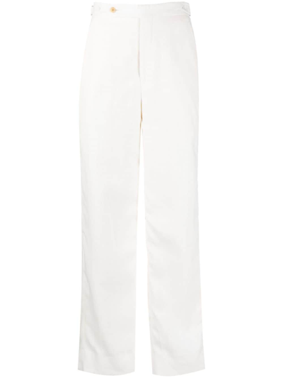 Bode Straight-leg Linen Trousers In White