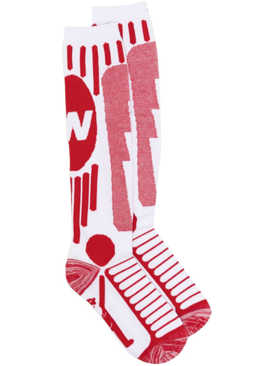 Walter Van Beirendonck Red & White Jacquard Socks