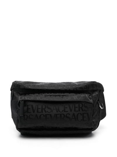Versace Logo-print Belt Bag In Black