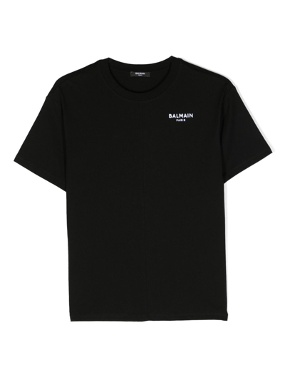 Balmain Kids' Logo-embroidered Cotton T-shirt In Black