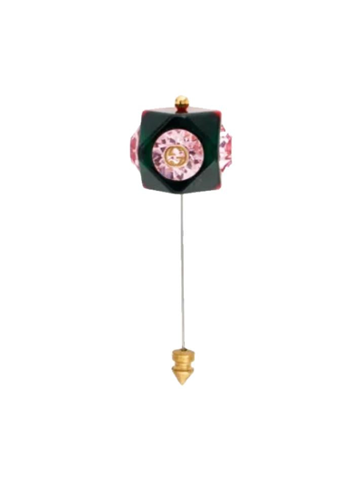 Gucci Crystal And Resin Pin Brooch In Multi-colored