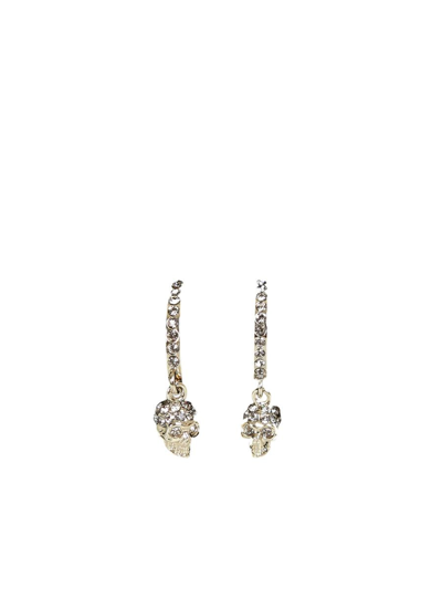 Alexander Mcqueen Gold Finish Hoop Earrings Embellished With Swarovski Crystals In Not Applicable