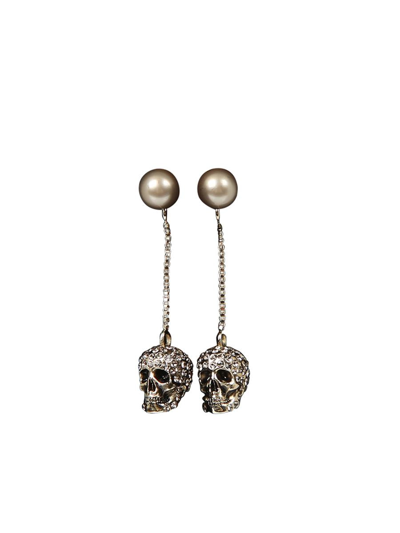 Alexander Mcqueen Skull Earrings In Metallic