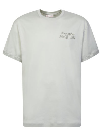 Alexander Mcqueen T-shirt With Embroidered Logo In Neutrals