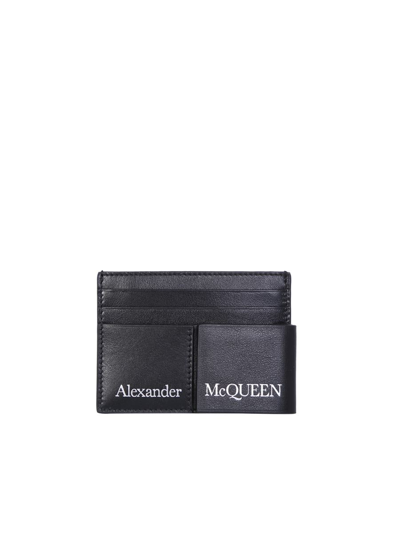 Alexander Mcqueen Logo Print Cardholder In Black