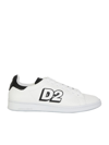 Dsquared2 Low Lace-up Sneakers With Printed Logo In White