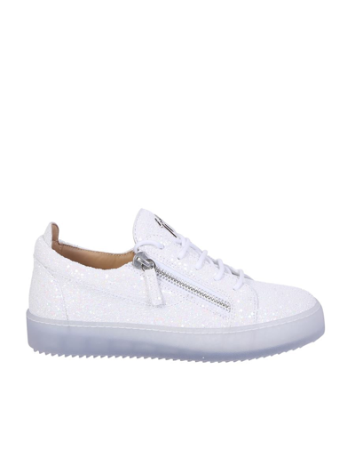 Giuseppe Zanotti White Glitter Fabric Low-top Sneakers