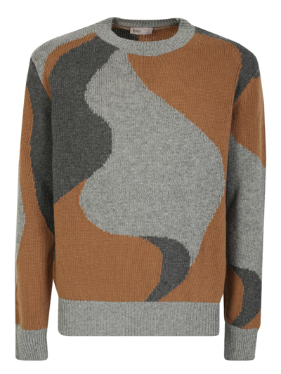 Herno Abstract Motifs Knitted Sweater In Grey
