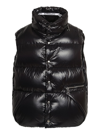 Khrisjoy Shiny Quilted High Collar Padded Sleeveless Jacket In Black