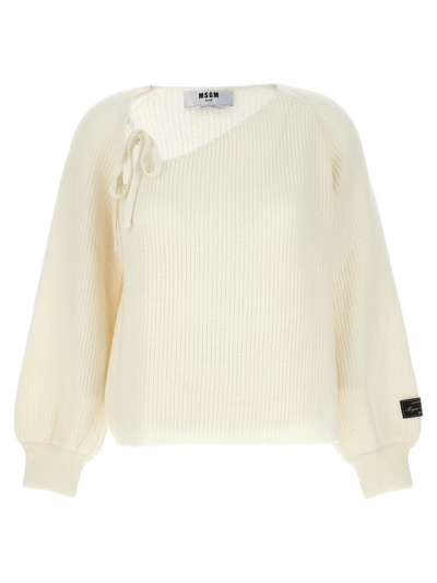 Msgm Lacing Sweater In White