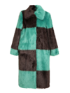 Stand Studio Checked Faux-fur Coat In Green
