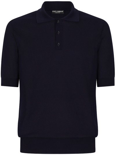 Dolce & Gabbana Logo-patch Short-sleeve Polo Shirt In Black