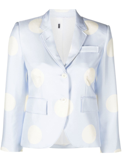 Thom Browne Polka-dot Print Silk Blazer In Blue